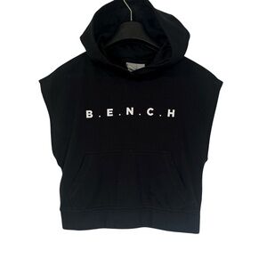 3/$20 Bench Sleeveless Black Hoodie with White Logo